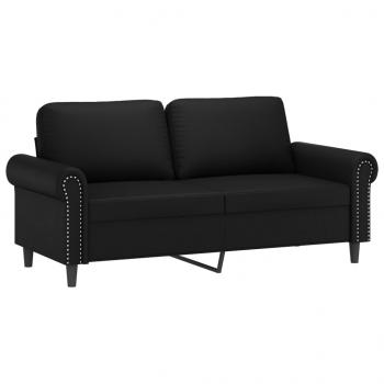 2-Sitzer-Sofa mit Zierkissen Schwarz 140 cm Kunstleder