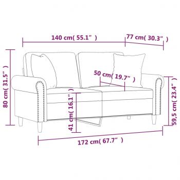 2-Sitzer-Sofa mit Zierkissen Schwarz 140 cm Kunstleder