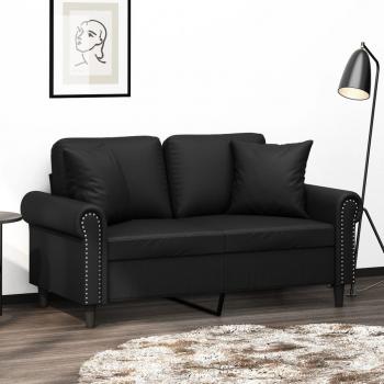 ARDEBO.de - 2-Sitzer-Sofa mit Zierkissen Schwarz 120 cm Kunstleder