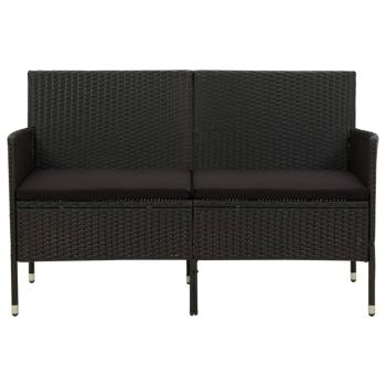 ARDEBO.de - Gartensofa 3-Sitzer mit Kissen Schwarz Poly Rattan