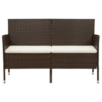 ARDEBO.de - Gartensofa 3-Sitzer mit Kissen Braun Poly Rattan