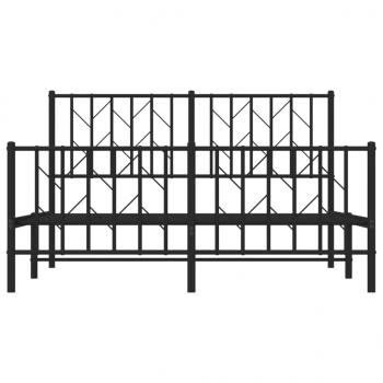 Bettgestell mit Kopf- und Fußteil Metall Schwarz 135x190 cm