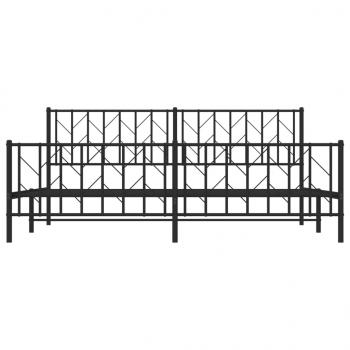 Bettgestell mit Kopf- und Fußteil Metall Schwarz 193x203 cm