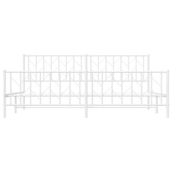 Bettgestell mit Kopf- und Fußteil Metall Weiß 200x200 cm