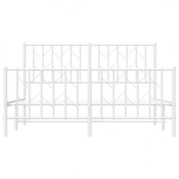 Bettgestell mit Kopf- und Fußteil Metall Weiß 140x200 cm