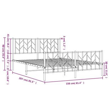 Bettgestell mit Kopf- und Fußteil Metall Schwarz 150x200 cm