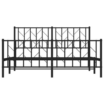 Bettgestell mit Kopf- und Fußteil Metall Schwarz 150x200 cm
