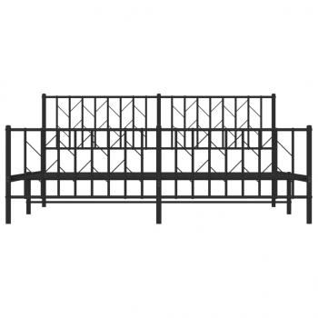 Bettgestell mit Kopf- und Fußteil Metall Schwarz 183x213 cm
