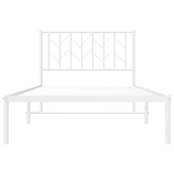 ARDEBO.de - Bettgestell mit Kopfteil Metall Weiß 100x200 cm