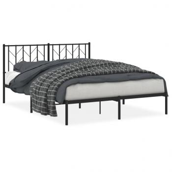ARDEBO.de - Bettgestell mit Kopfteil Metall Schwarz 150x200 cm