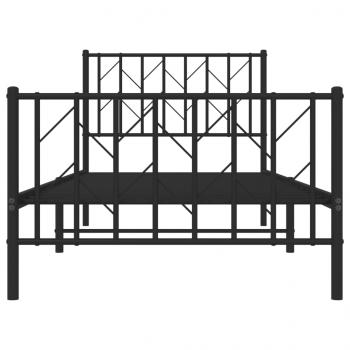 Bettgestell mit Kopf- und Fußteil Metall Schwarz 90x190 cm