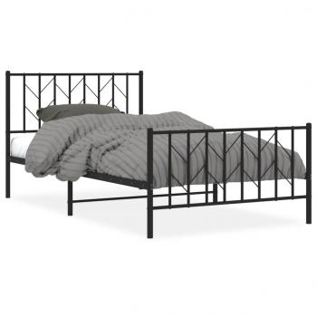ARDEBO.de - Bettgestell mit Kopf- und Fußteil Metall Schwarz 107x203 cm