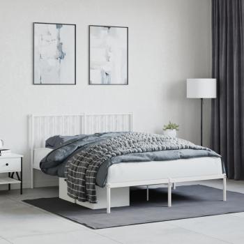 ARDEBO.de - Bettgestell mit Kopfteil Metall Weiß 135x190 cm