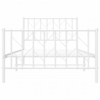 Bettgestell mit Kopf- und Fußteil Metall Weiß 100x190 cm