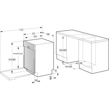 Gorenje GI 642E90X Teilintegrierter Geschirrspüler, 60 cm breit, 13 Maßgedecke, TouchControl, 3 in 1 Funktion, ECO Programm, Edelstahl