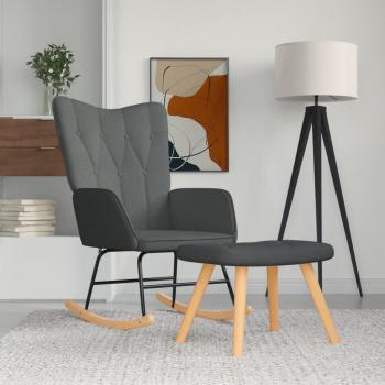ARDEBO.de - Schaukelsessel mit Hocker Dunkelgrau Stoff