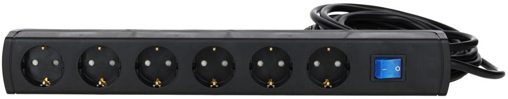 Protec.class PTSD90 6Ss5 Mehrfachsteckdose, 90°Töpfe, Schalter, 6-fach, 5m, schwarz (05106312)