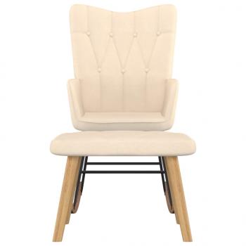 Schaukelsessel mit Hocker Creme Stoff