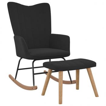 Schaukelstuhl mit Hocker Samt Schwarz