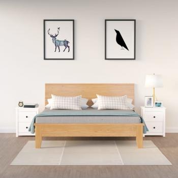 ARDEBO.de - Nachttische 2 Stk. Weiß 50x35x61,5 cm Massivholz Kiefer