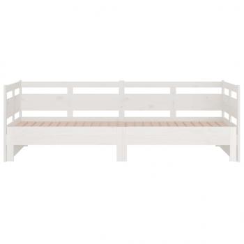 Tagesbett Ausziehbar Weiß Massivholz Kiefer 2x(80x200) cm