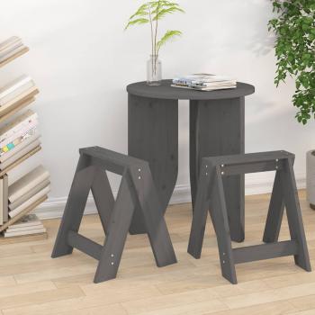 ARDEBO.de - Hocker 2 Stk. Grau 40x40x45 cm Massivholz Kiefer