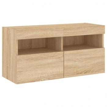 4-tlg. Wohnwand mit LED-Beleuchtung Sonoma-Eiche Holzwerkstoff