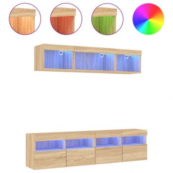 5-tlg. Wohnwand mit LED-Beleuchtung Sonoma-Eiche Holzwerkstoff