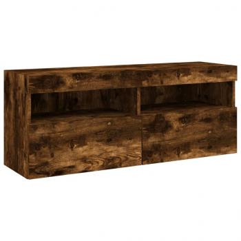 5-tlg. Wohnwand mit LED-Beleuchtung Räuchereiche Holzwerkstoff