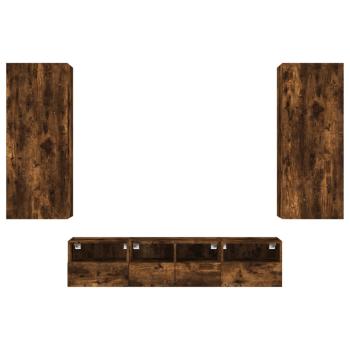 5-tlg. Wohnwand Räuchereiche Holzwerkstoff