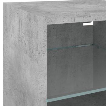 4-tlg. Wohnwand mit LED-Beleuchtung Betongrau Holzwerkstoff