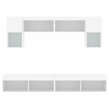 6-tlg. Wohnwand mit LED-Beleuchtung Weiß Holzwerkstoff