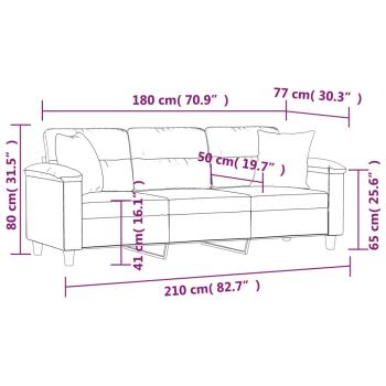 3-Sitzer-Sofa mit Kissen Dunkelgrau 180 cm Mikrofasergewebe