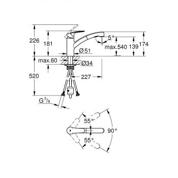 GROHE Eurosmart Einhebel- Spültischarmatur, herausziehbare Dual Spülbrause, chrom (30305001)