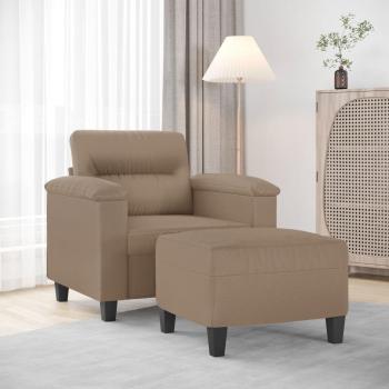 ARDEBO.de - Sessel mit Hocker Cappuccino-Braun 60 cm Kunstleder