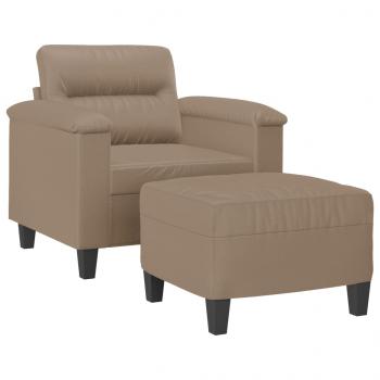 Sessel mit Hocker Cappuccino-Braun 60 cm Kunstleder