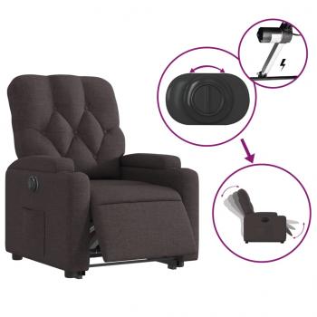 Relaxsessel mit Aufstehhilfe Elektrisch Dunkelbraun Stoff