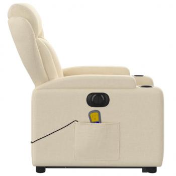 Elektrischer Massagesessel mit Aufstehhilfe Creme Stoff