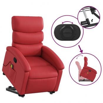 Massagesessel mit Aufstehhilfe Rot Kunstleder