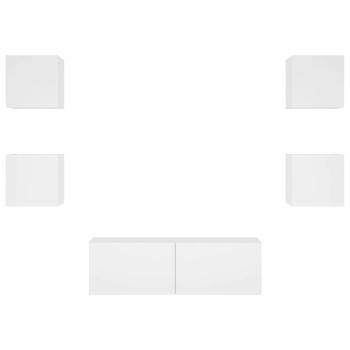 5-tlg. TV-Wohnwand mit LED-Leuchten Weiß