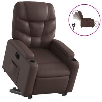 Relaxsessel mit Aufstehhilfe Elektrisch Braun Kunstleder