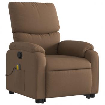 Massagesessel mit Aufstehhilfe Braun Stoff