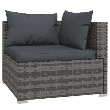 13-tlg. Garten-Lounge-Set mit Kissen Grau Poly Rattan