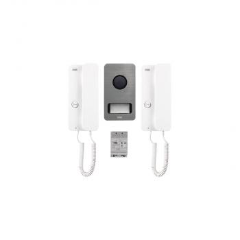 ARDEBO.de Grothe SET 1122/602 GRO Audio 4+n 1 Außenstation + 2 Haustelefone + Netzteil, Silber/Weiß (4576476)