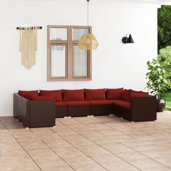 ARDEBO.de - 9-tlg. Garten-Lounge-Set mit Kissen Poly Rattan Braun