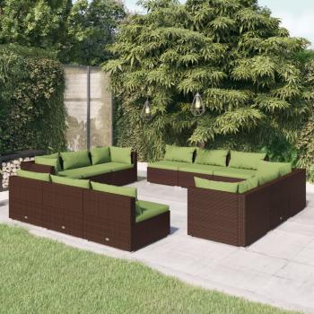 ARDEBO.de - 12-tlg. Garten-Lounge-Set mit Kissen Poly Rattan Braun