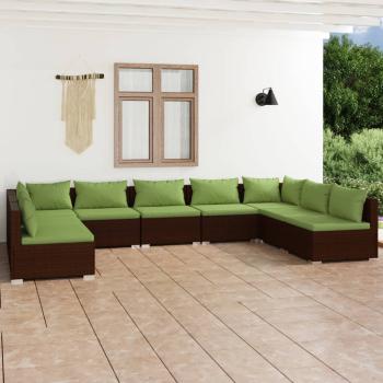 ARDEBO.de - 9-tlg. Garten-Lounge-Set mit Kissen Poly Rattan Braun