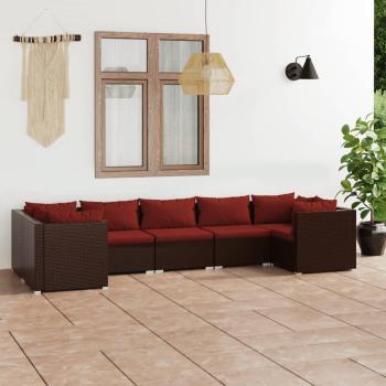 ARDEBO.de - 7-tlg. Garten-Lounge-Set mit Kissen Poly Rattan Braun