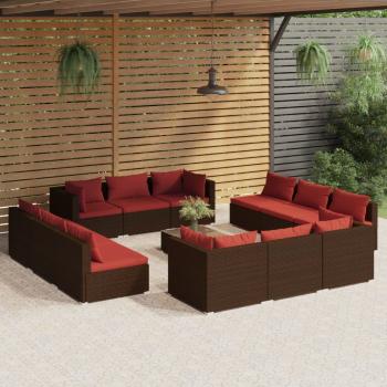 ARDEBO.de - 13-tlg. Garten-Lounge-Set mit Kissen Poly Rattan Braun