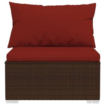 9-tlg. Garten-Lounge-Set mit Kissen Poly Rattan Braun